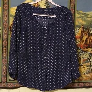 Land's End navy blue long sleeved top